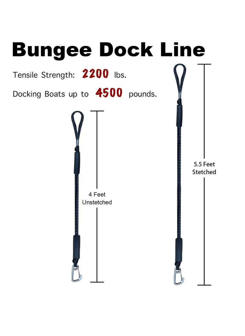 SYOSI Bungee Dock Line Boat Ropes for Docking Mooring Rope with Stainless Steel Clip Accessories Boats PWC, Built in Snubber, Kayak, Watercraft,SeaDoo,Jet Ski, Pontoon, Canoe, Power 2-Pack  - Image 3