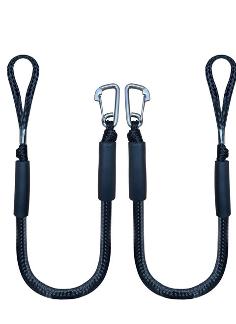 Bungee Dock Line Boat Ropes for Docking Mooring Rope with Stainless Steel Clip Accessories Boats PWC, Built in Snubber, Kayak, Watercraft,SeaDoo,Jet Ski, Pontoon, Canoe, Power 2-Pack