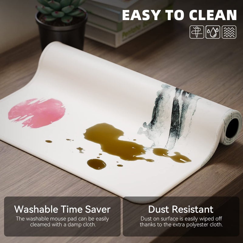 ETZ Japanese Cherry Blossom White Mouse Pad (31.5 × 11.8 × 0.12 inch) Extended Large Mouse Mat Desk Pad, Stitched Edges Mousepad,Non-Slip Rubber Base,Gaming Mouse Pad XL,Office & Home. - Image 5