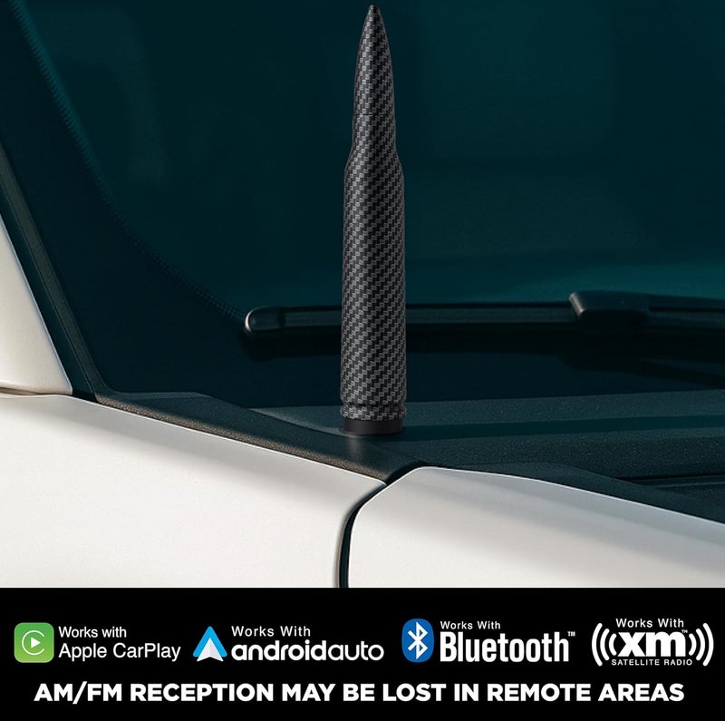 EcoAuto Bullet Antenna Replacement for Dodge Ram & Ford F150 F250 F350 Super Duty Ford Raptor Bronco Trucks - Anti-Theft Design - Radio Antenna for Truck 1990 - Current (Carbon Fiber) User friendly optimized build - Image 4
