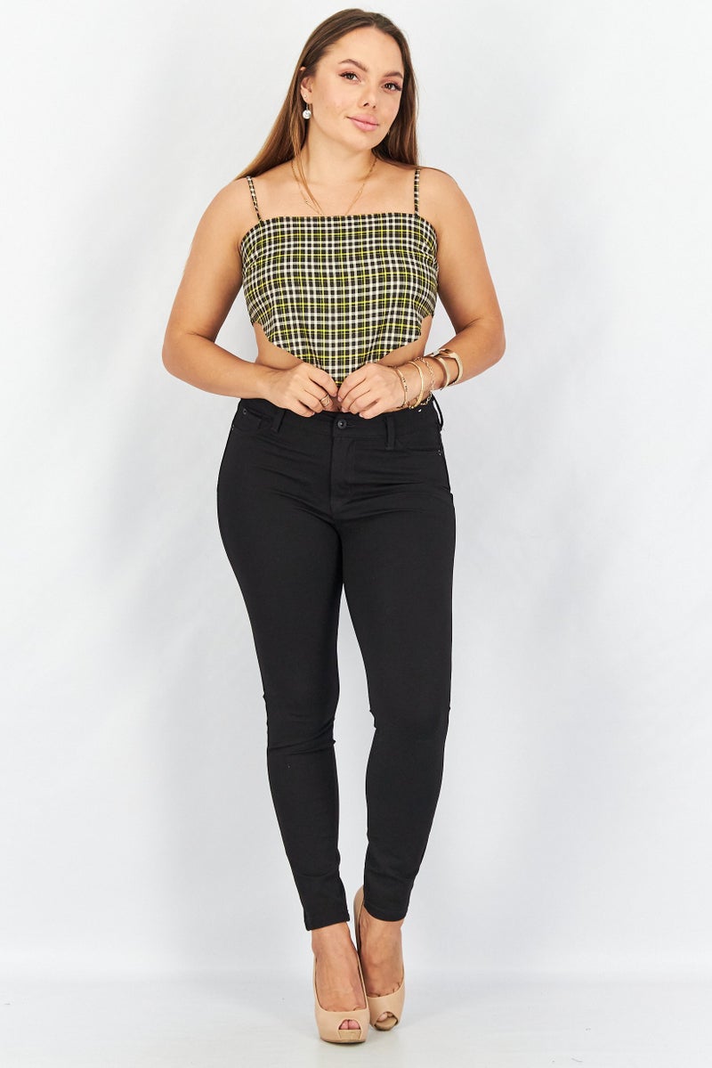Collusion Women Squared Neck Sleeveless Gingham Crop Top, Multicolor - Image 3