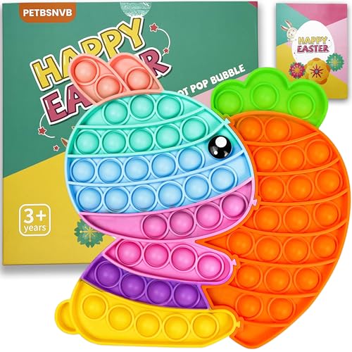 PETBSNVB Easter Bunny Poppers Bunny Carrot Pop Bubble Fidget Sensory Toy Puzzle Popper Easter Gifts for KidsToddler Easter Basket for Toddlers Girl Easter Toys Stocking Easter Basket Stuffers Rainbow - Image 1