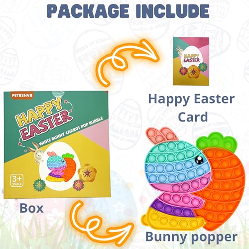 PETBSNVB Easter Bunny Poppers Bunny Carrot Pop Bubble Fidget Sensory Toy Puzzle Popper Easter Gifts for KidsToddler Easter Basket for Toddlers Girl Easter Toys Stocking Easter Basket Stuffers Rainbow - Image 5