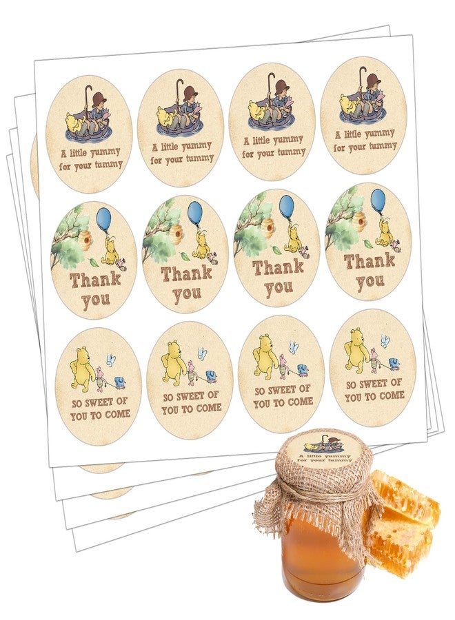 ALodr 72 Pcs Winnie The Pooh Stickers, Winnie The Pooh Baby Shower, Winnie The Pooh Birthday Decorations, Winnie The Pooh Honey Jar Stickers, Winnie The Pooh Baby Shower Birthday Party Decorations - Image 1
