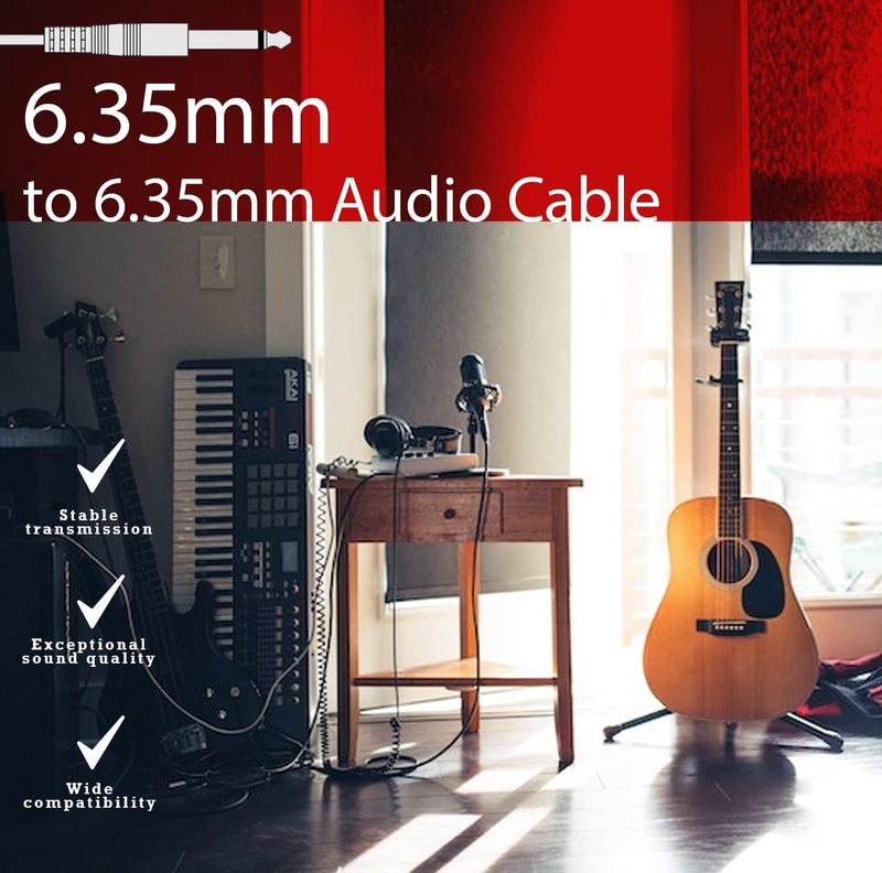 Fedus 6.35Mm To 6.35Mm Cable,Jack Mono To Mono Audio Cable For Mixer,Microphone,Electric Guitar,Amplifier,Stereo Speaker 1/4" P38 Male Record Line Guitar Bass Instrument Studio Cable Cord-5Meter-Black - Image 4