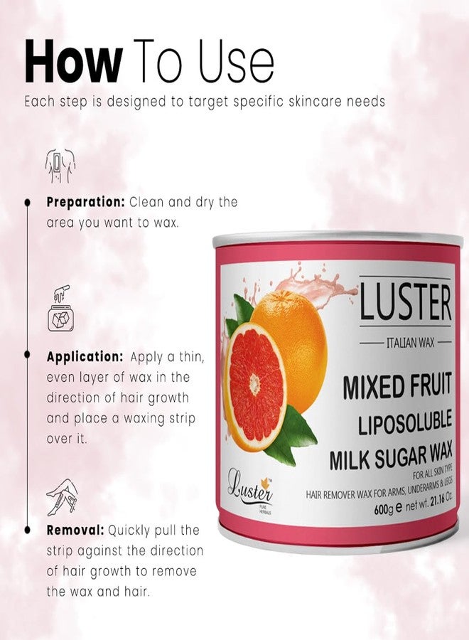 لاستر شمع لوستر لإزالة الشعر بالفواكه المشكلة | للوجه، الشفة العليا، منطقة البكيني، الذراعين، الإبطين، الساقين، والجسم بالكامل | للرجال والنساء | مستخلصات فواكه متعددة | خالٍ من البارابين والكبريتات (600 غرام) - Image 4