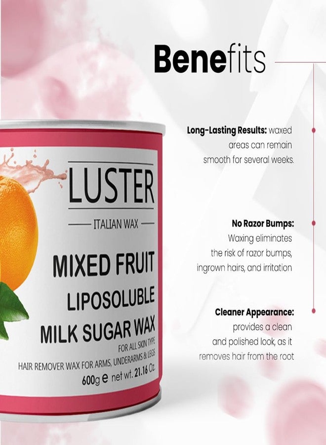 لاستر شمع لوستر لإزالة الشعر بالفواكه المشكلة | للوجه، الشفة العليا، منطقة البكيني، الذراعين، الإبطين، الساقين، والجسم بالكامل | للرجال والنساء | مستخلصات فواكه متعددة | خالٍ من البارابين والكبريتات (600 غرام) - Image 3