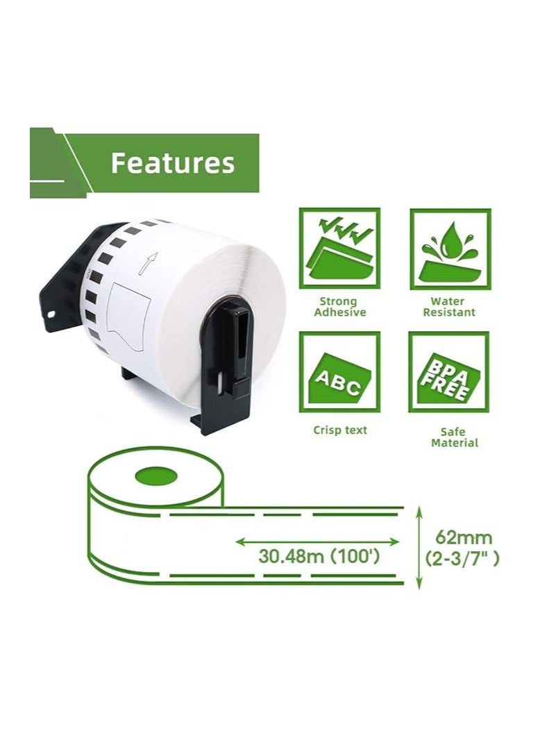 Terabyte شريط لاصق DK-22205 - أبيض 62 مم × 30 م لطابعات الملصقات من سلسلة Brother QL - Image 1