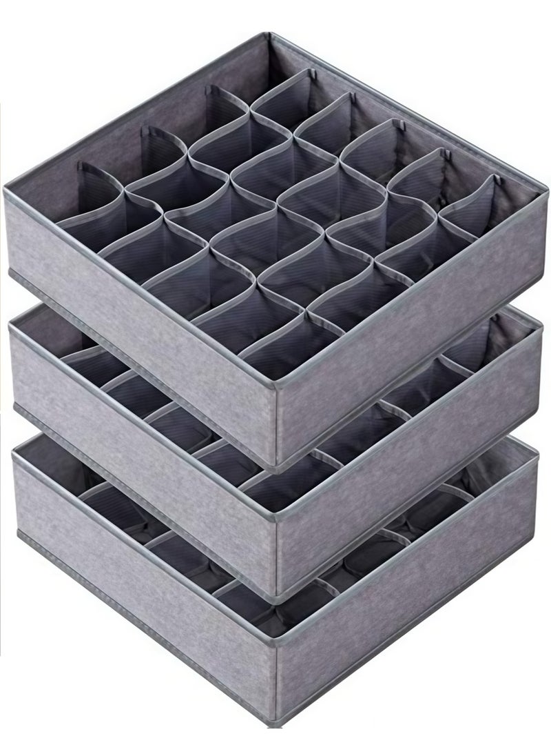 Generic 3 Pack Organizer Dividers, 64 Cell Fabric Foldable Cabinet Closet Organizers and Storage Boxes for Storing Socks, Underwear, Ties  - Image 1