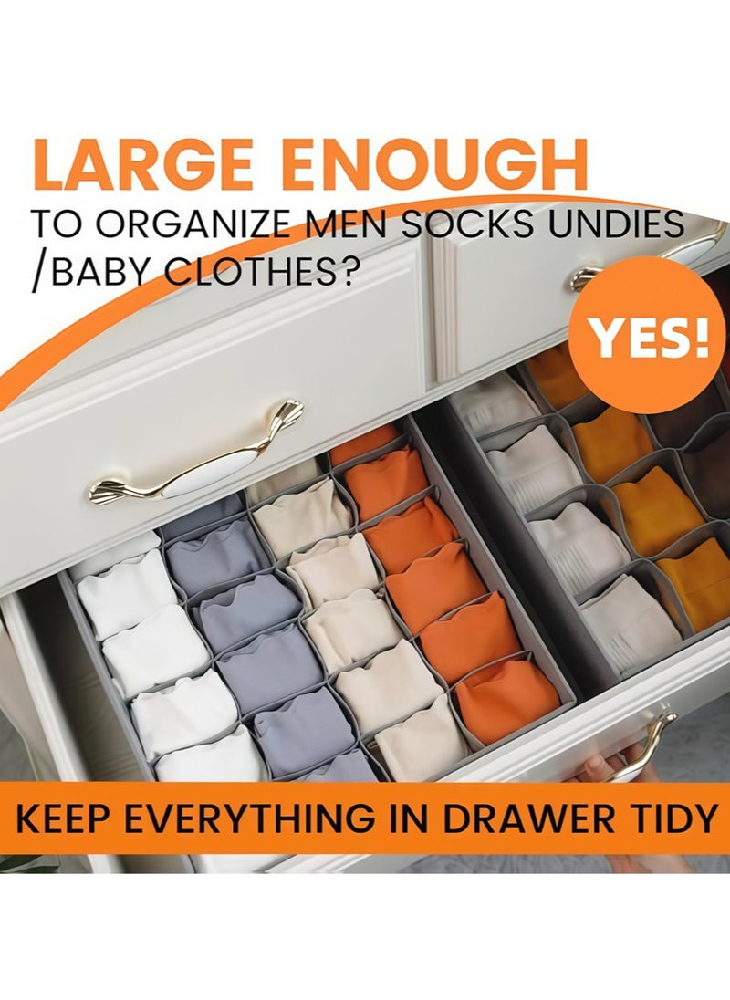 Generic 3 Pack Organizer Dividers, 64 Cell Fabric Foldable Cabinet Closet Organizers and Storage Boxes for Storing Socks, Underwear, Ties  - Image 3