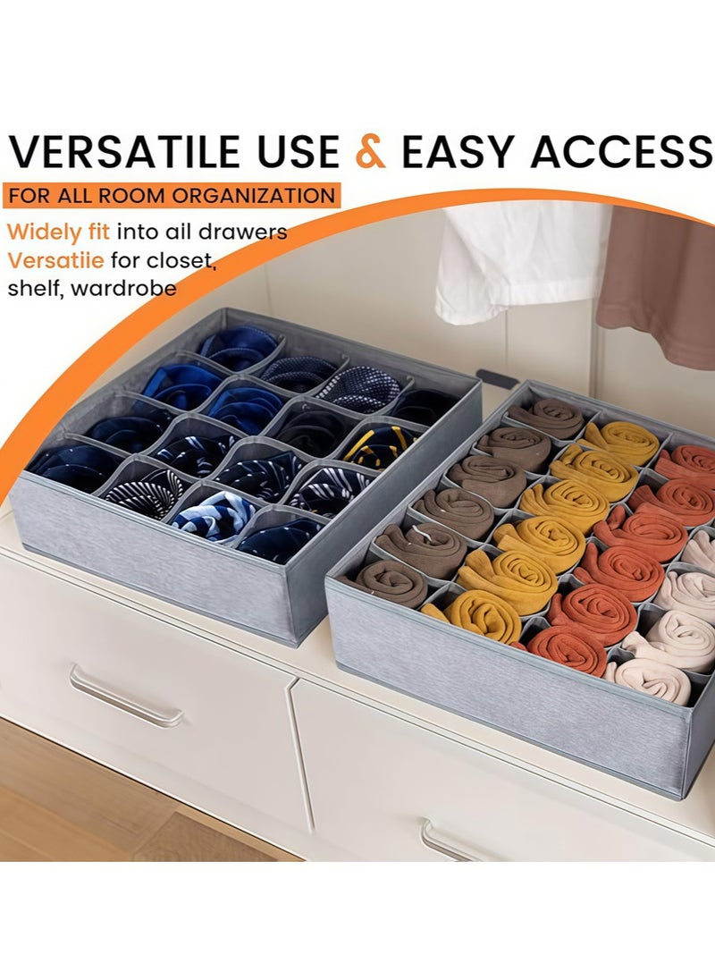 Generic 3 Pack Organizer Dividers, 64 Cell Fabric Foldable Cabinet Closet Organizers and Storage Boxes for Storing Socks, Underwear, Ties  - Image 5