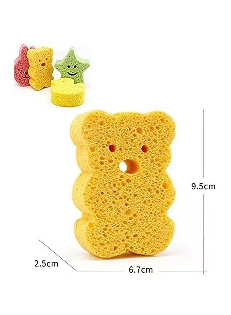 4 Pcs Baby Bath Sponges Cute Shower Sponges in Different Shapes Soft Absorbent Natural Wood Pulp Bathing Cotton for Kids Infant - Image 2