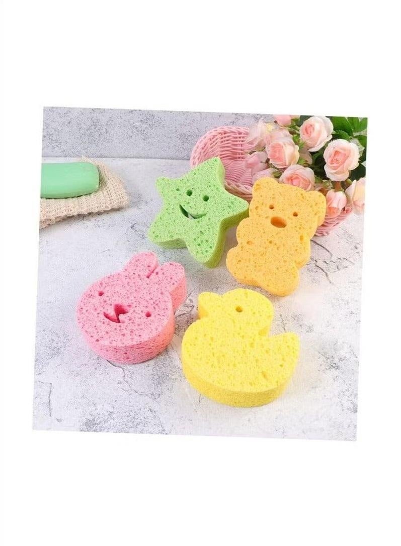 4 Pcs Baby Bath Sponges Cute Shower Sponges in Different Shapes Soft Absorbent Natural Wood Pulp Bathing Cotton for Kids Infant - Image 5