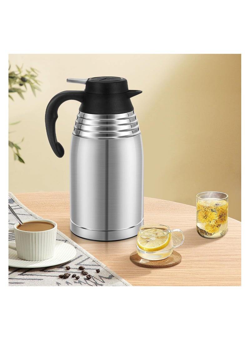 SYOSI 68oz Thermal Coffee Carafe, 12 Hours Hot Beverage Dispenser, Stainless Steel Insulated Vacuum Thermos Coffee Carafes For Keeping Hot/Cold, Travel Size Coffee Carafe Airpot, Tea, Water  - Image 3