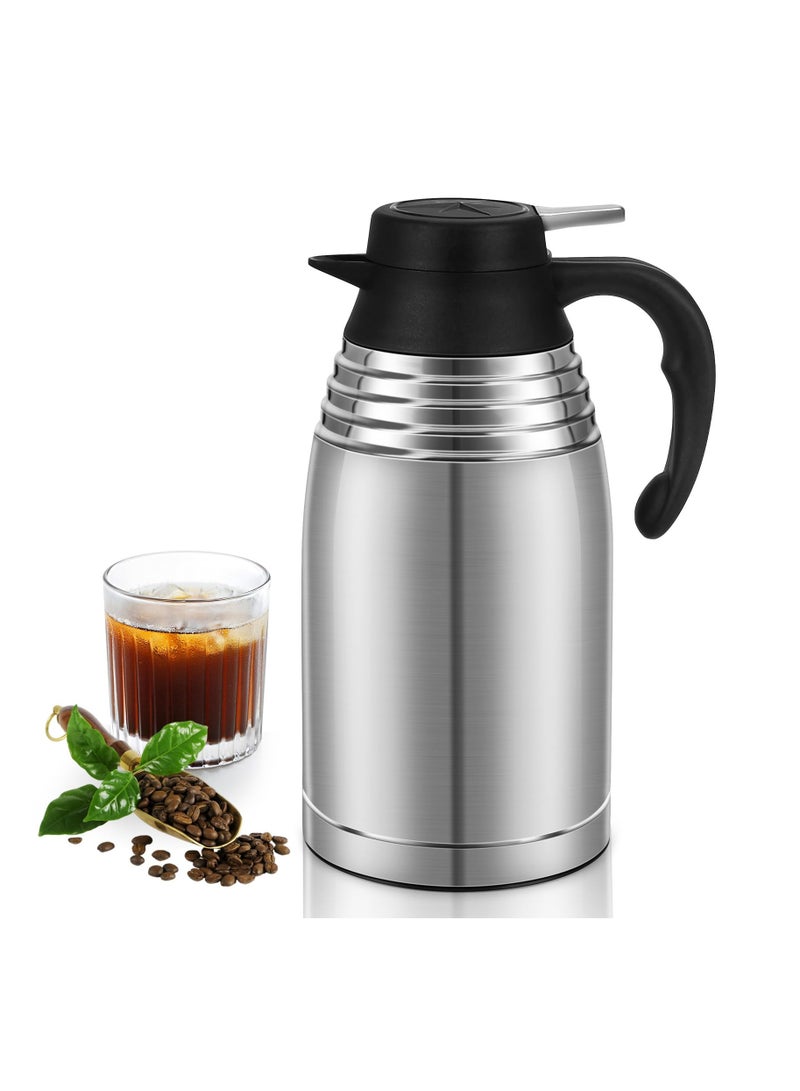SYOSI 68oz Thermal Coffee Carafe, 12 Hours Hot Beverage Dispenser, Stainless Steel Insulated Vacuum Thermos Coffee Carafes For Keeping Hot/Cold, Travel Size Coffee Carafe Airpot, Tea, Water  - Image 1