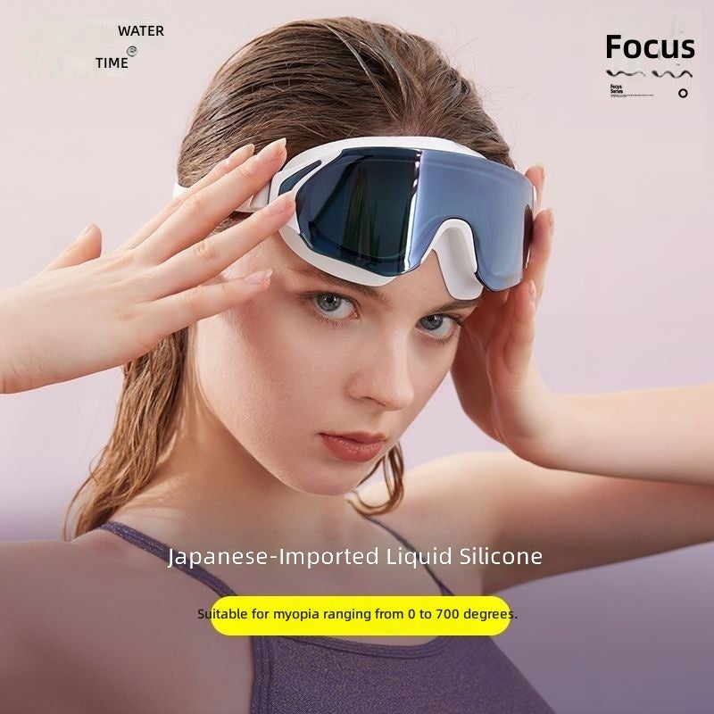 WaterTime Anti-Fog HD Waterproof Swimming Goggles with Prescription Lenses & Swim Cap Set - Large Frame for Men and Women - Image 5