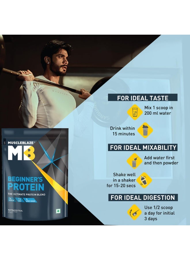 مسل بلايز مسحوق بروتين مصل اللبن "MuscleBlaze" للمبتدئين، بنكهة الشوكولاتة (2 كجم / 4.4 رطل) | 12 جم بروتين لكل مكيال - Image 3