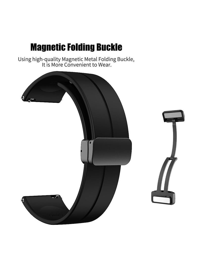 ten.tech 22mm Magnetic Buckle Silicone Watch Band Compatible with 22 mm Strap for Compatible with Xiaomi Redmi Watch 5 Active/Redmi Watch 5 Lite, 22mm For - Smart Watch - - (Only Strap) Black - Image 2
