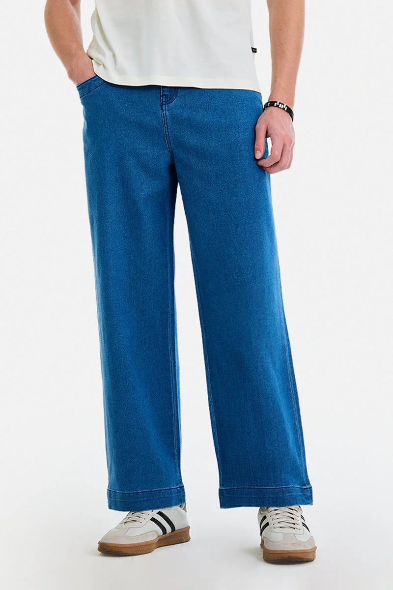 سنيتش Blue Solid Relaxed Casual Jeans