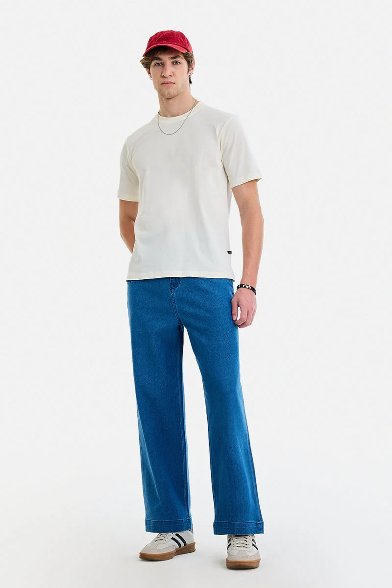 سنيتش Blue Solid Relaxed Casual Jeans