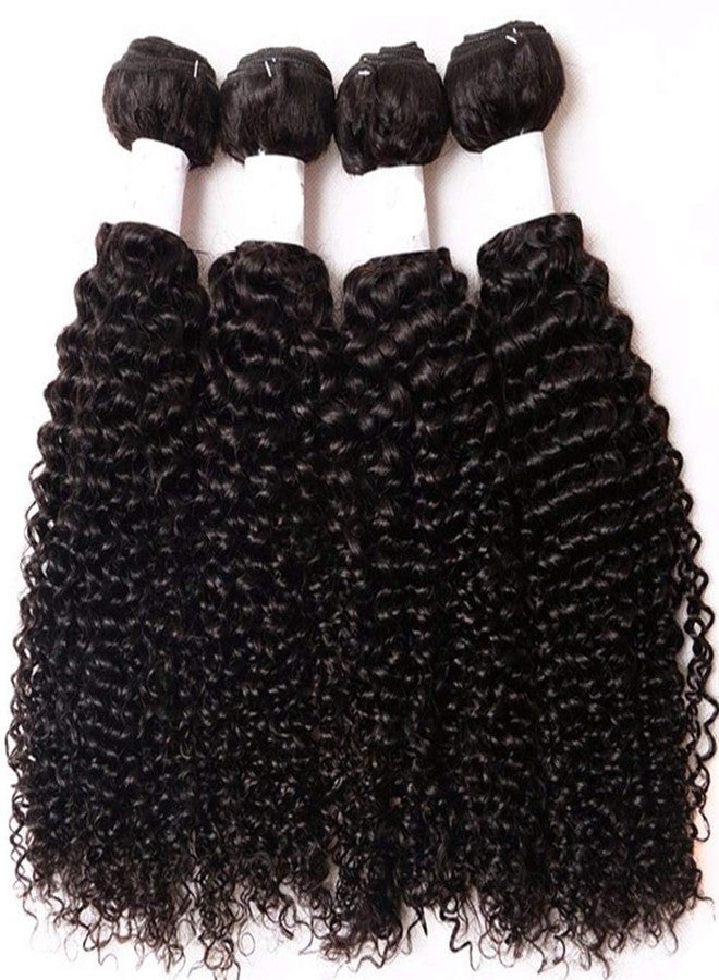 Risbaer Mongolian Kinkys Curly Hair with 4x4 Lace Closure Human Hair 4Bundles with Lace Closure Deep Curly Human Hair Bundles with Closure(10/10/10/10+10") - Image 3
