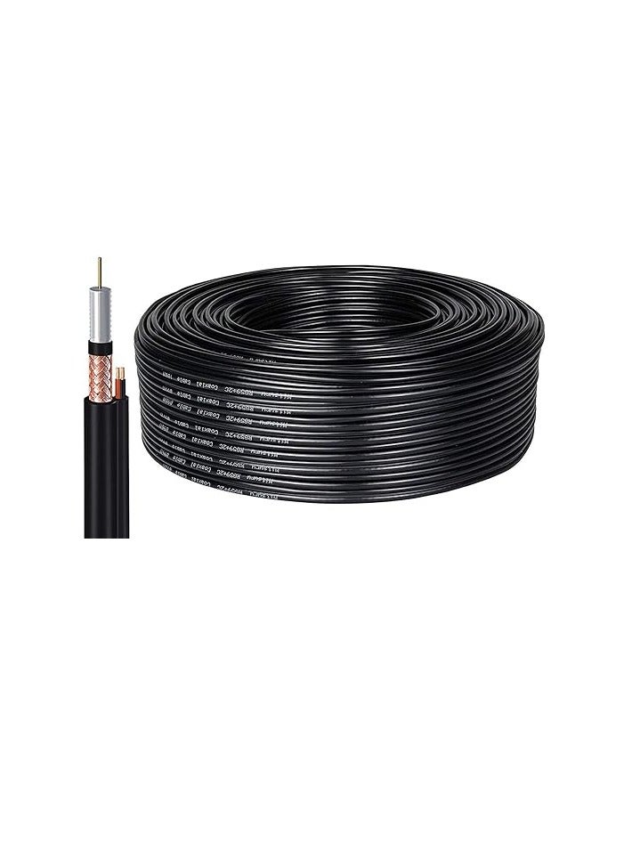 RG59 Coaxial Video Cable + 2 Wires Power Supply 100m 0.58mm CCTV for Professional Video Surveillance Cameras, TV, Audio Device 