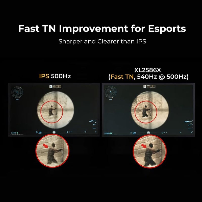 BenQ Zowie XL2586X 24.1" 540Hz FHD Fast TN 0.5ms|Gaming Monitor for Esports (FPS)|Motion Clarity DyAc2 |XL Setting to Share| S Switch|Shield|Precise Height Adjust with Industrial Grade Bearing black - Image 5