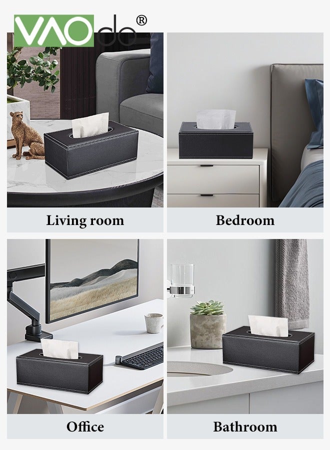 فاو دو غطاء علبة مناديل مستطيل مع قاعدة مغناطيسية، حامل علبة مناديل من جلد البولي يوريثان للمناديل، غطاء علبة مناديل مستطيل، حامل مناديل للحمام والسيارة والديكور المنزلي 12*24*9.5 سم - Image 2