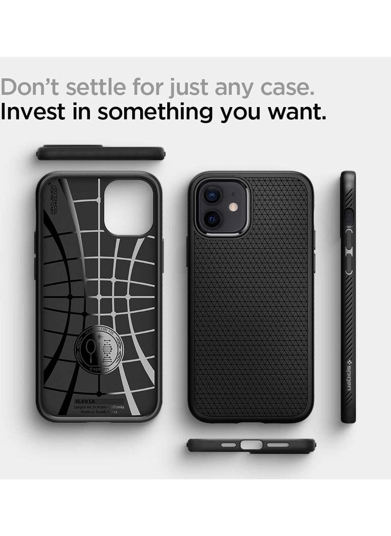 Spigen - Liquid Air Armor Designed for iPhone 12 Mini Case (2020) - Matte Black - Image 1