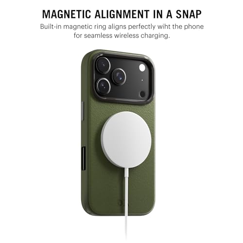 DailyObjects حافظة دلي أوبيكتس ليذريت لهاتف iPhone 17 Pro Max متوافقة مع الشحن اللاسلكي MagSafe | غطاء خلفي مغناطيسي هجين باللون الأخضر الزيتوني - Image 2