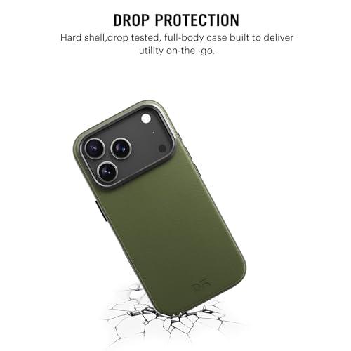 DailyObjects حافظة دلي أوبيكتس ليذريت لهاتف iPhone 17 Pro Max متوافقة مع الشحن اللاسلكي MagSafe | غطاء خلفي مغناطيسي هجين باللون الأخضر الزيتوني - Image 4