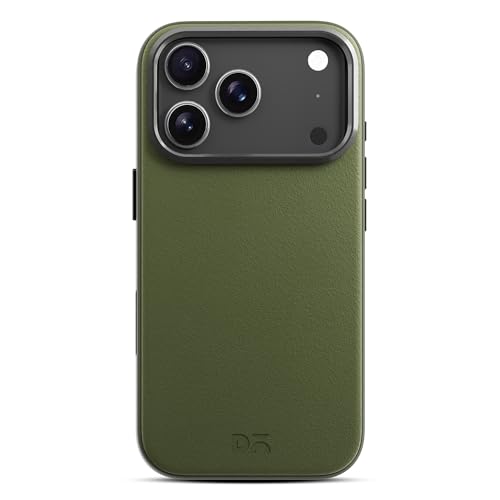 DailyObjects حافظة دلي أوبيكتس ليذريت لهاتف iPhone 17 Pro Max متوافقة مع الشحن اللاسلكي MagSafe | غطاء خلفي مغناطيسي هجين باللون الأخضر الزيتوني - Image 1