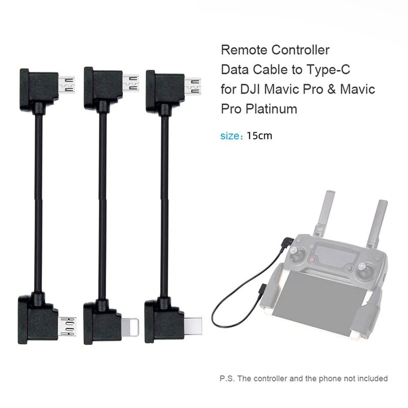 cablecc 3pcs/Set Remote Controller Data Cable Type-C & Micro & to Micro USB for Mavic Pro Platinum Mavic Park RC Accessories - Image 2
