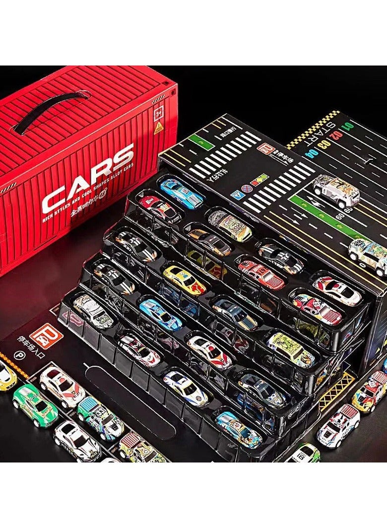 48 pcs Die Cast Mini Inertia Pull Back Cars Collection With Box, Metal Vehicle Model Set, Birthday Gift For Kids  - Image 1
