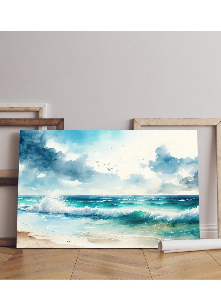 Home Gallery Home Gallery illustration sea watercolor Printed canvas wall art  - Image 1