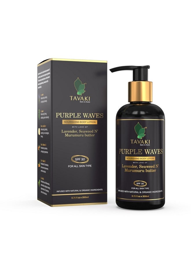TAVAKI لوشن الجسم الفاخر تافاكي بأمواج بنفسجية 200 مل | مع SPF 30 | تغذية نهارية وليلية | زبدة الطحالب | لجميع أنواع البشرة | مرطب طبيعي غير دهني لبشرة ناعمة ومتألقة مختبر جلدياً - Image 1