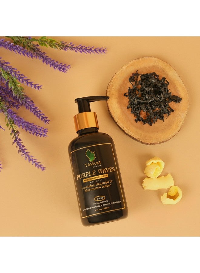TAVAKI لوشن الجسم الفاخر تافاكي بأمواج بنفسجية 200 مل | مع SPF 30 | تغذية نهارية وليلية | زبدة الطحالب | لجميع أنواع البشرة | مرطب طبيعي غير دهني لبشرة ناعمة ومتألقة مختبر جلدياً - Image 3