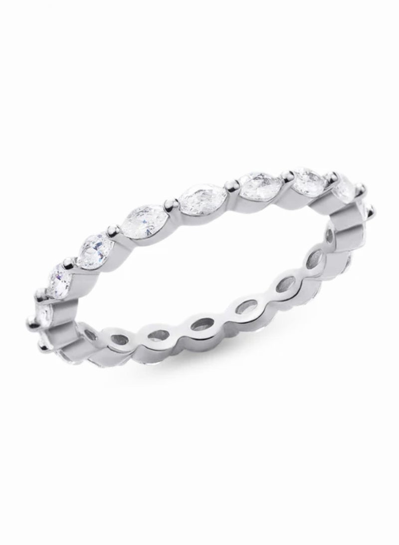 LAVEEN JEWELLERY Band Ring for Women | Tarnish Free 18K Gold or Rhodium Plated Ring | 5A Cubic Zirconia | Side Marquise Stone | Eternity Band, Trendy Stackable Ring for Women Gold Jewelry - Image 4