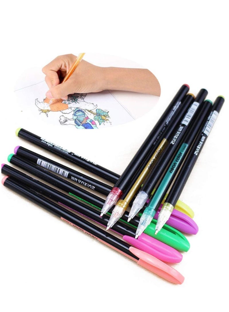 Zuixua 18 Colors Fluorescent Pen 1.0 Neutral Flash Pens for School Supplies - Image 2