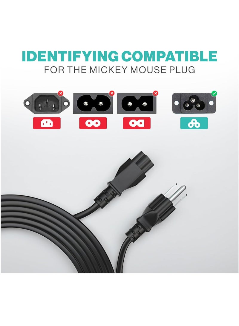 Bukela 3 Prong AC Laptop Power Cord 5Ft Universal, Power Cable, 125V, for Dell HP LG Lenovo Asus Acer Toshiba Sony Laptops, Notebooks, Monitors, Printers, Scanners NEMA 5-15P to C5 Power Cable  - Image 2