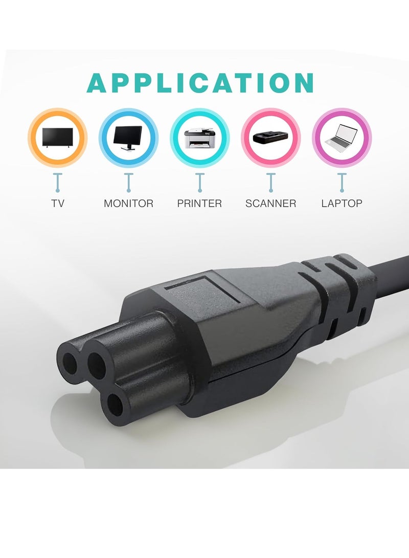 Bukela 3 Prong AC Laptop Power Cord 5Ft Universal, Power Cable, 125V, for Dell HP LG Lenovo Asus Acer Toshiba Sony Laptops, Notebooks, Monitors, Printers, Scanners NEMA 5-15P to C5 Power Cable  - Image 3