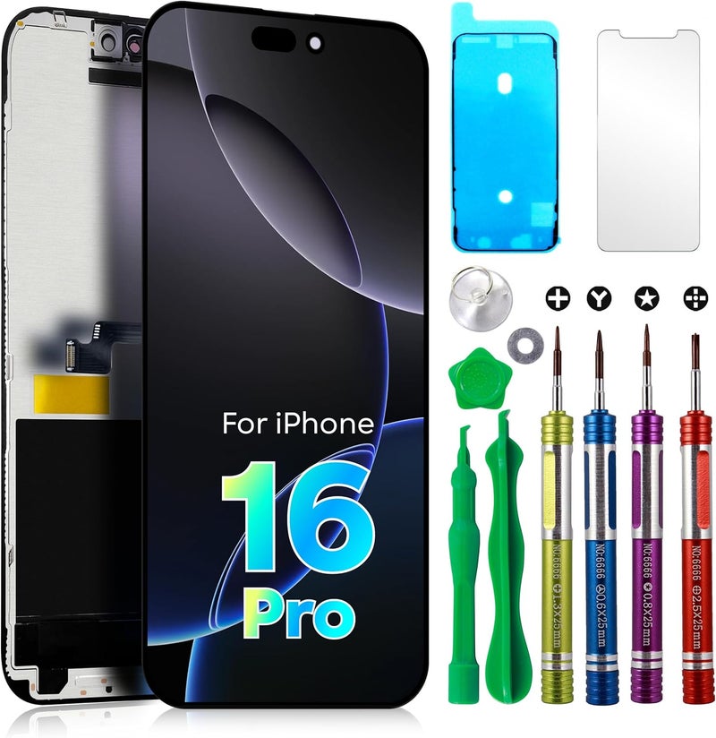 Ace Tech Cellular LCD Screen Replacement for iPhone 16 Pro 6.3 inch (Model A3083, A3292, A3294, A3293) 3D Touch Screen Display digitizer Repair kit Assembly - Image 1
