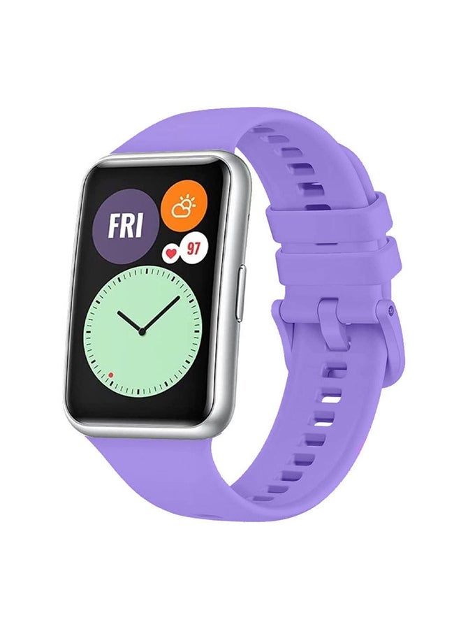 Loquat Adjustable Silicone Sport Watch Bands Replacement Wristband Compatible With Huawei Watch Fit 2 Purple - Image 1