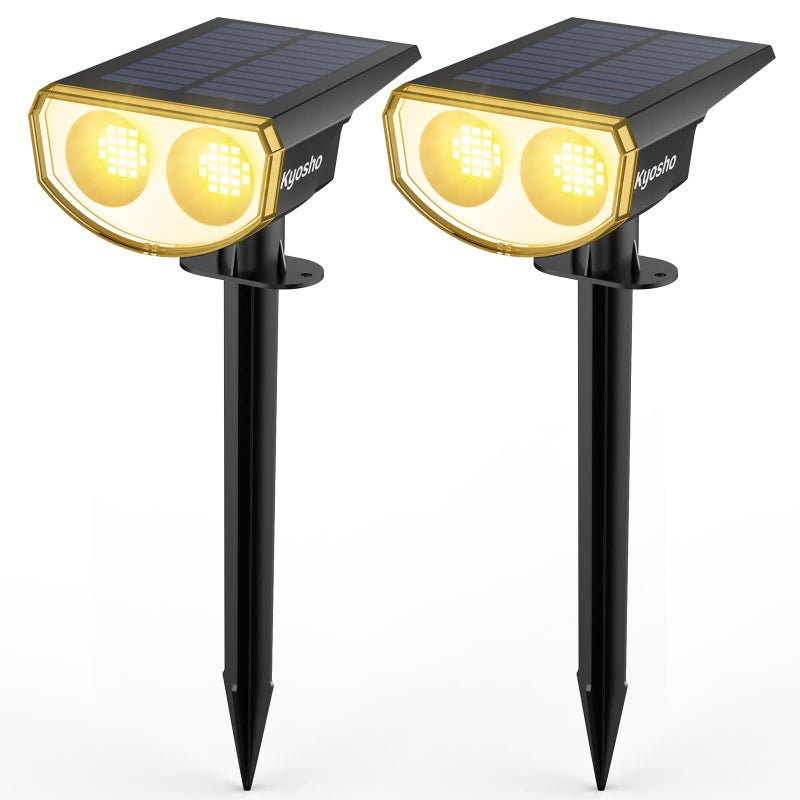 Kyosho Solar Spot Lights Outdoor Warm White 38 LEDs Solar Landscape Lights IP67 Waterproof 2in1 Outdoor Spotlights Garden Wall Lights with 3 Modes for Tree Yard Patio