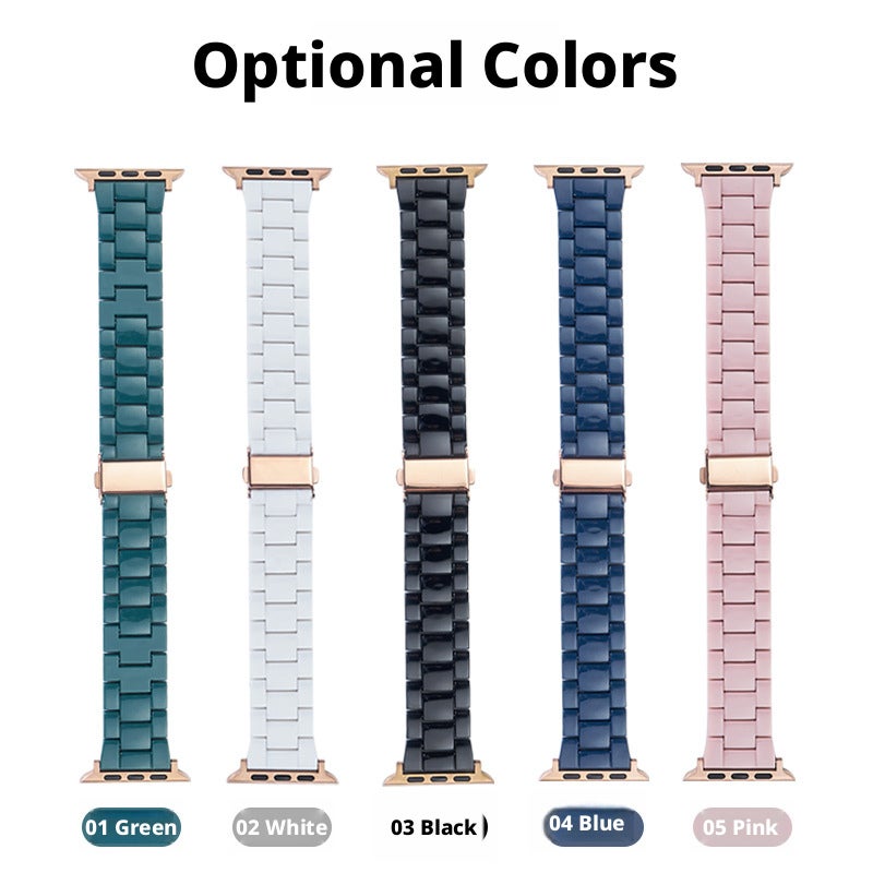 Musen Apple Watch Band 3-Link PVC Solid Color for 5/6/7/8/SE - Image 1