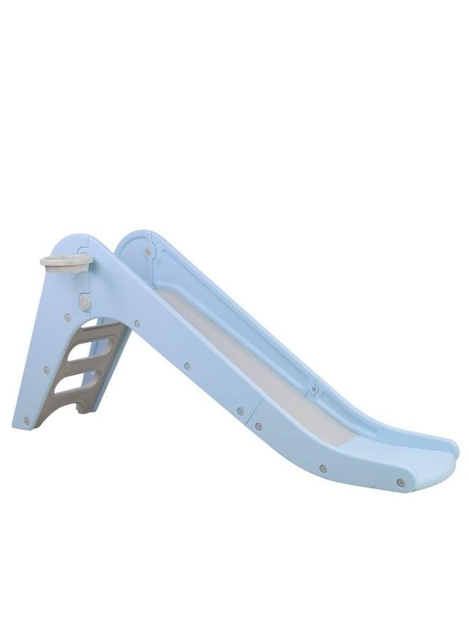 ALBADER Kids Slide with Basketball Hoop Safe Design Rounded Corners Long 160 cm Sliding Track Built-in Ladder Indoor Outdoor Play Durable Plastic, Soft Slide For Kids With basketball hoop - Image 1