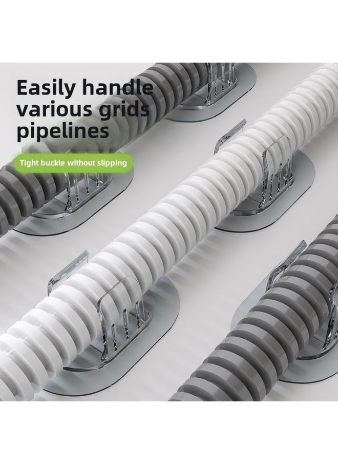 Punch-free Washing Machine Pipe Fixed Buckle Drain Pipe Holder Gas Hose Clamp Gas Pipe Nail-Free Pipe Clamp-Specification Model:Gray 35MM Drain Pipe Buckle