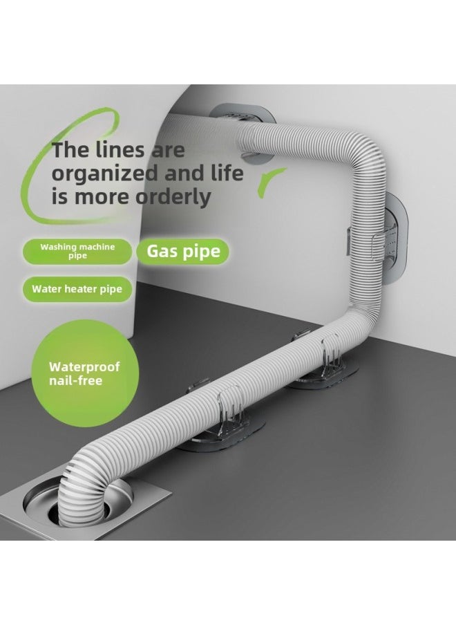Punch-free Washing Machine Pipe Fixed Buckle Drain Pipe Holder Gas Hose Clamp Gas Pipe Nail-Free Pipe Clamp-Specification Model:Gray 35MM Drain Pipe Buckle