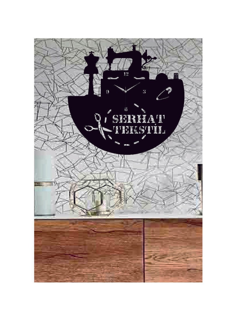 Hediyelikevi Gifthouse Textile Industry Themed Decorative Wooden Wall Clock  - Image 1