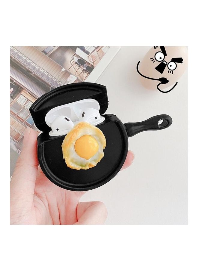 NIBEMINENT Pan Poached Egg Shaped Silicone Protective Case Cover For Apple AirPods 1/2 Black/Yellow/White  - Image 1